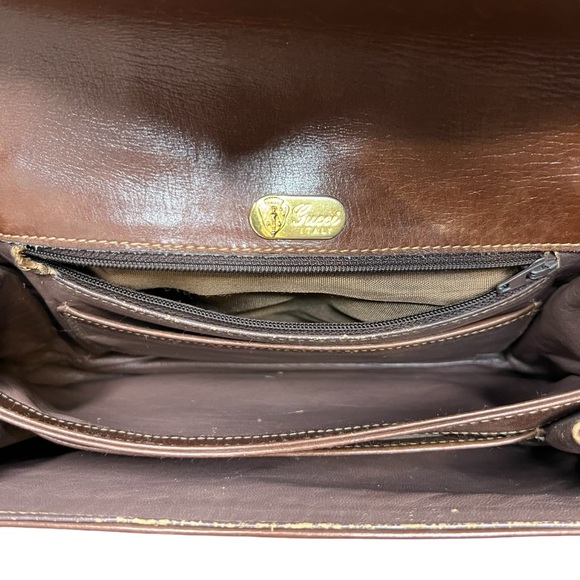 Gucci Horse-Bit Brown Smooth Calfskin Leather Vintage Shoulder Bag - Picture 14 of 15